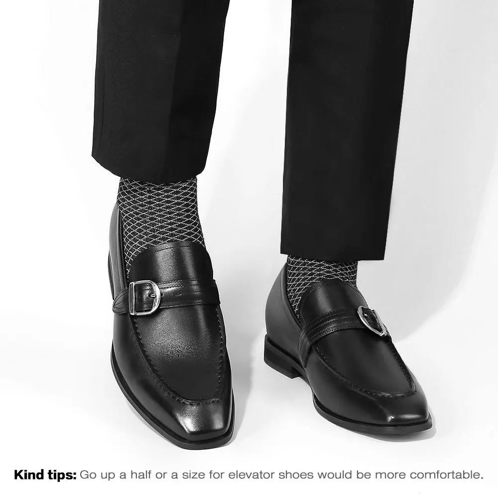 6CM/2.36 CMR CHAMARIPA Dress Elevator Shoes Men Taller Shoes Black Leather Loafer Shoes For Men