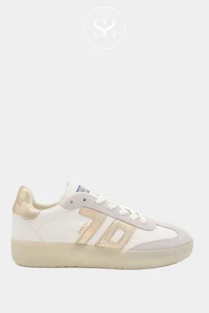 BACK 70 BOSTON WHITE LEATHER AND GOLD CHUNKY TRAINERS