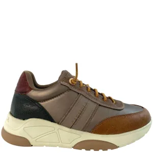 Carmela Brown & Taupe Elastic Lace Sneakers
