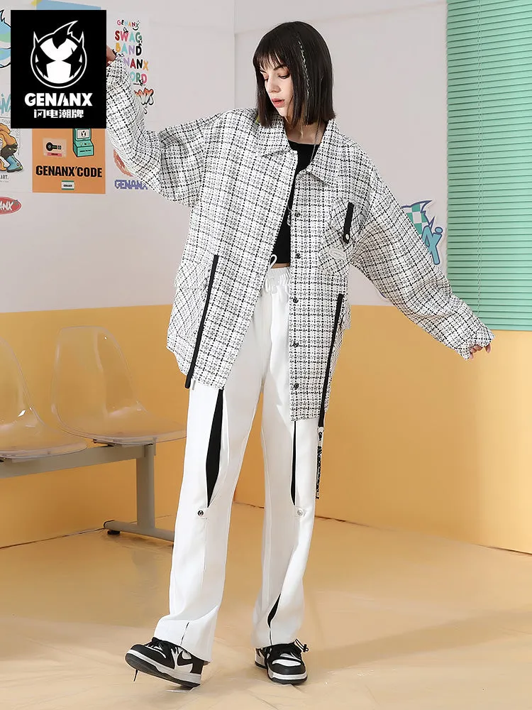 Chanel's style monogram embroidered sticker embellish ribbon multi-pocket jacket