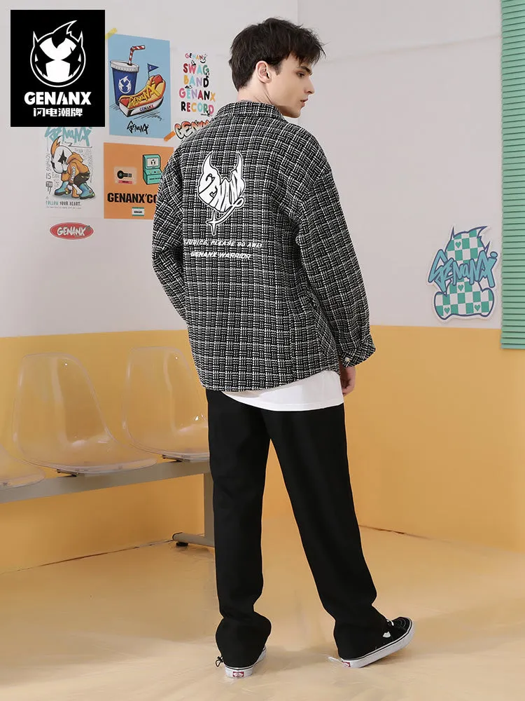 Chanel's style monogram embroidered sticker embellish ribbon multi-pocket jacket