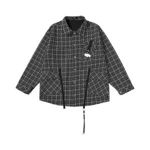 Chanel's style monogram embroidered sticker embellish ribbon multi-pocket jacket
