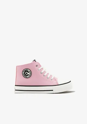Girl's Pink Logo Hi-Top Sneakers Napa