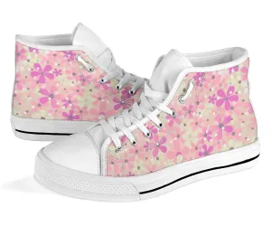 High Top Sneakers - Sweet Floral | Blush Pink Flat Shoes, Custom High Top Shoes, Patterned High Top Sneakers, High Top Sneakers for Women