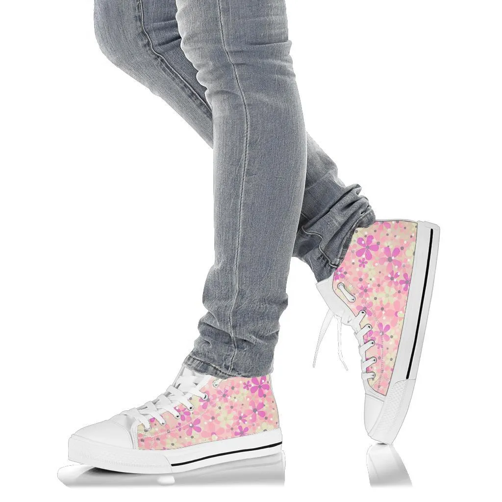 High Top Sneakers - Sweet Floral | Blush Pink Flat Shoes, Custom High Top Shoes, Patterned High Top Sneakers, High Top Sneakers for Women