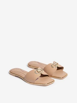LUNA BLU Peach Metal-Detailed Slides