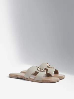 LUNA BLU Taupe Metal-Detailed Slides