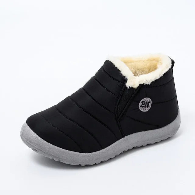 MCCKLE Snow Boots Women Shoes Warm Plush Fur Ankle Boots Winter Female Slip On Flat Casual Shoes Waterproof Ultralight Footwear