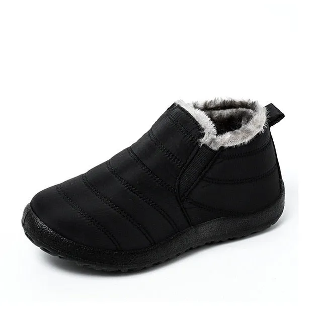 MCCKLE Snow Boots Women Shoes Warm Plush Fur Ankle Boots Winter Female Slip On Flat Casual Shoes Waterproof Ultralight Footwear