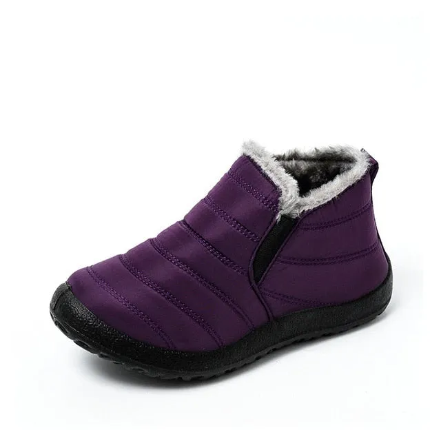 MCCKLE Snow Boots Women Shoes Warm Plush Fur Ankle Boots Winter Female Slip On Flat Casual Shoes Waterproof Ultralight Footwear