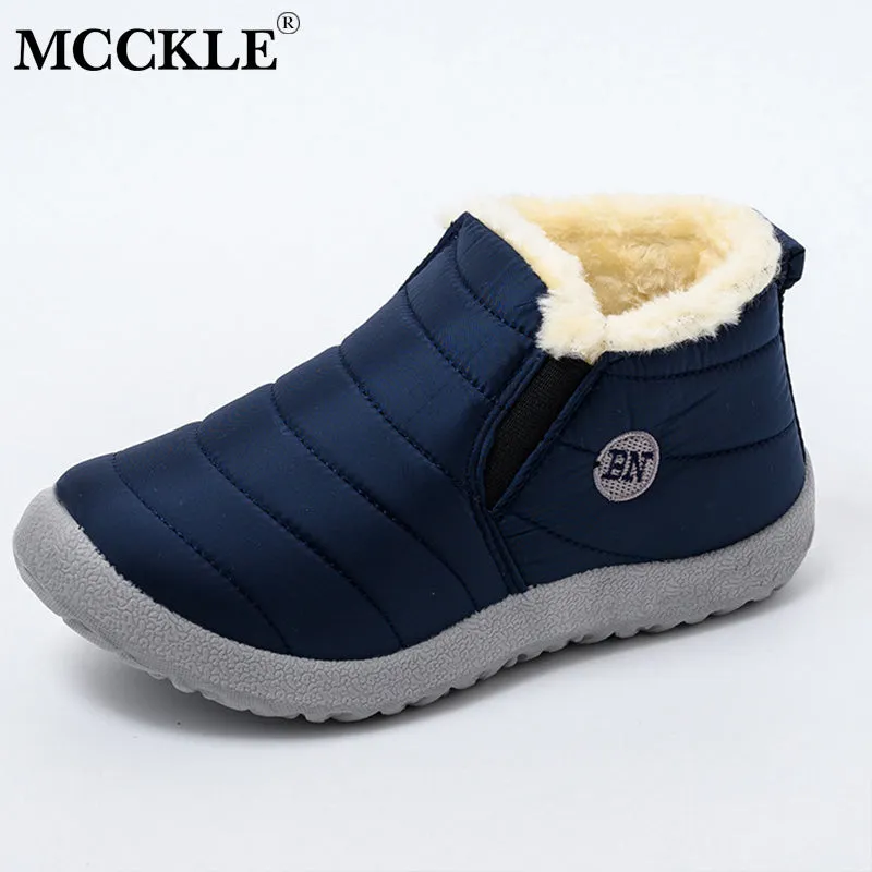 MCCKLE Snow Boots Women Shoes Warm Plush Fur Ankle Boots Winter Female Slip On Flat Casual Shoes Waterproof Ultralight Footwear