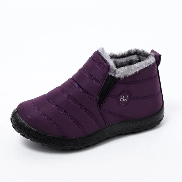 MCCKLE Snow Boots Women Shoes Warm Plush Fur Ankle Boots Winter Female Slip On Flat Casual Shoes Waterproof Ultralight Footwear