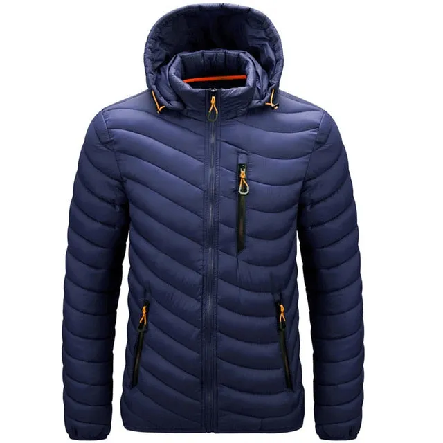 Men's Waterproof Slim Fit Thick Hooded Jacket