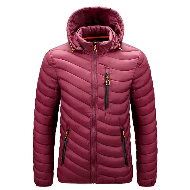 Men's Waterproof Slim Fit Thick Hooded Jacket