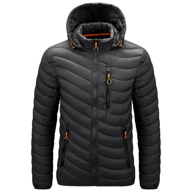 Men's Waterproof Slim Fit Thick Hooded Jacket