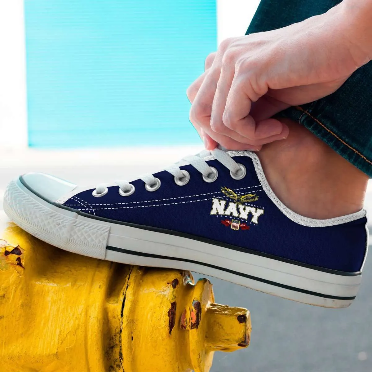 Navy Wings Classic Canvas Tennis Shoes