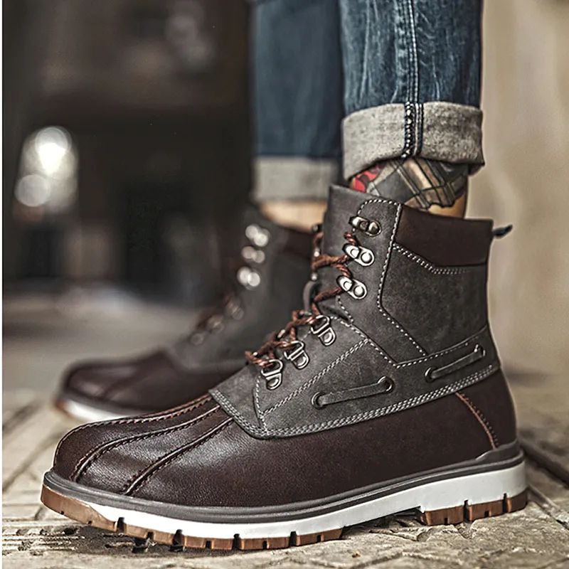 Outdoor Waterproof Men's Motorcycle Boots / Thick Plush Warm Snow Boots
