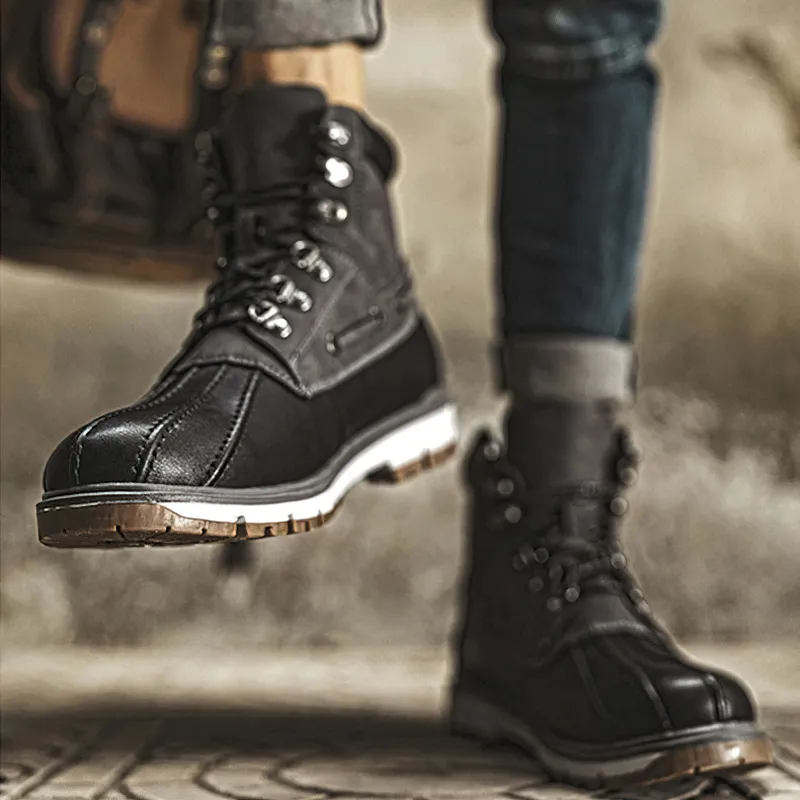 Outdoor Waterproof Men's Motorcycle Boots / Thick Plush Warm Snow Boots