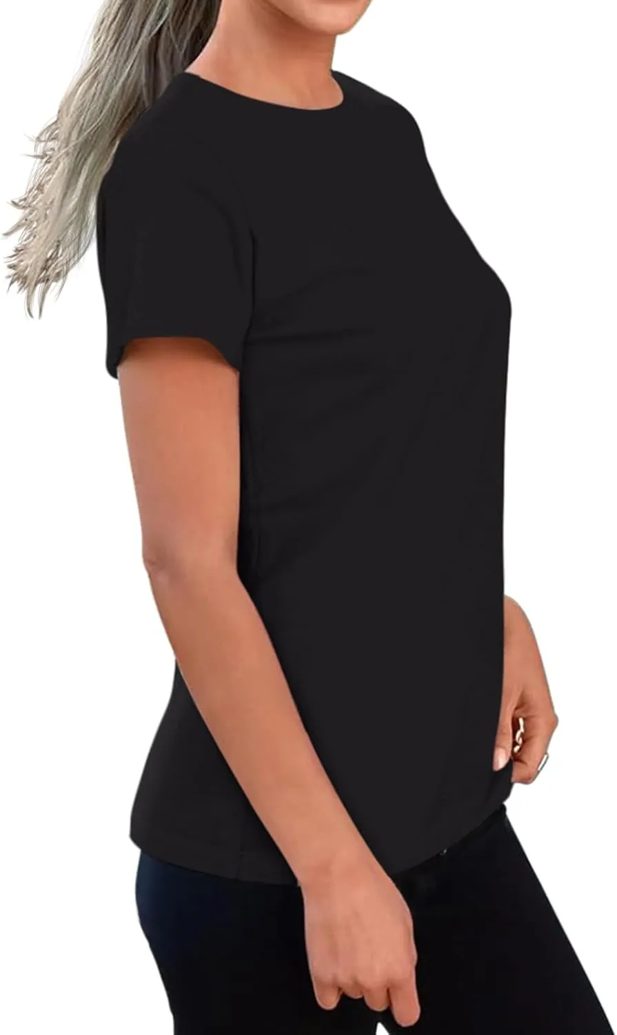 REORIA Womens Summer Crewneck Short Sleeve Cotton Tunic Tops Loose Fit Solid T Shirts 2025 Basic Tees