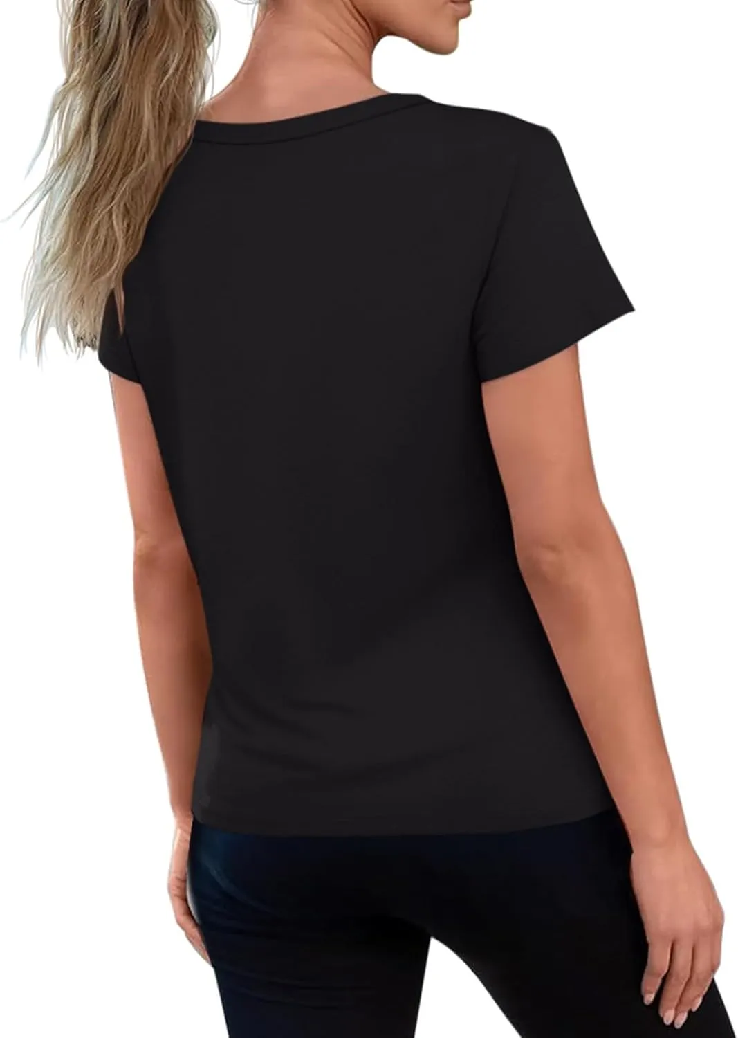 REORIA Womens Summer Crewneck Short Sleeve Cotton Tunic Tops Loose Fit Solid T Shirts 2025 Basic Tees