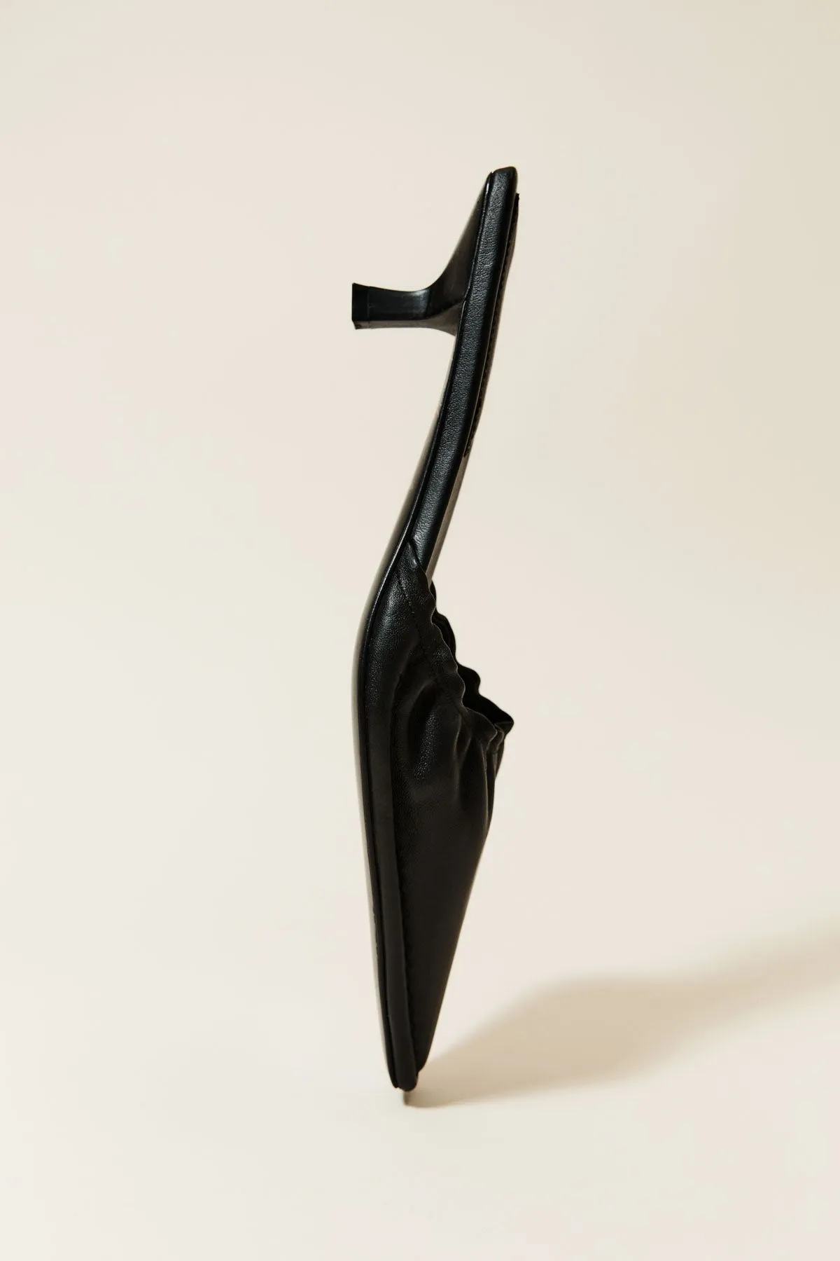 St. Agni Black Gathered Kitten Heels