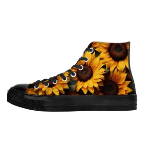 Sunflower Field Days High Top Canvas Shoes - Black