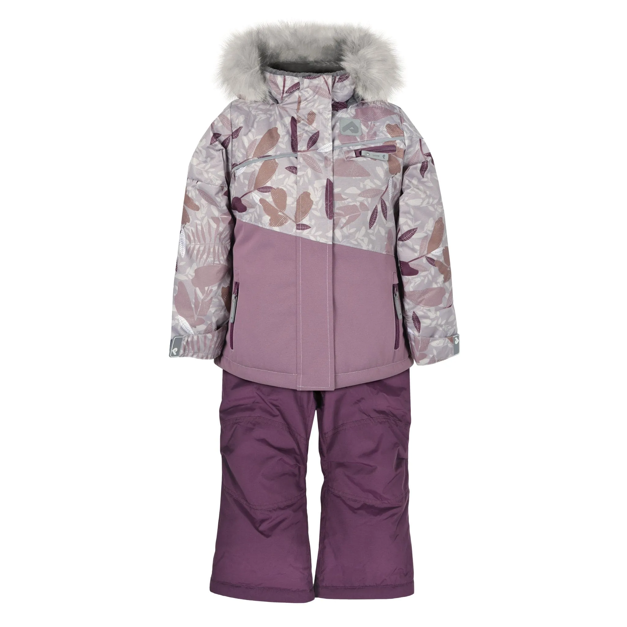 Two piece girl kid snowsuit - Leaves