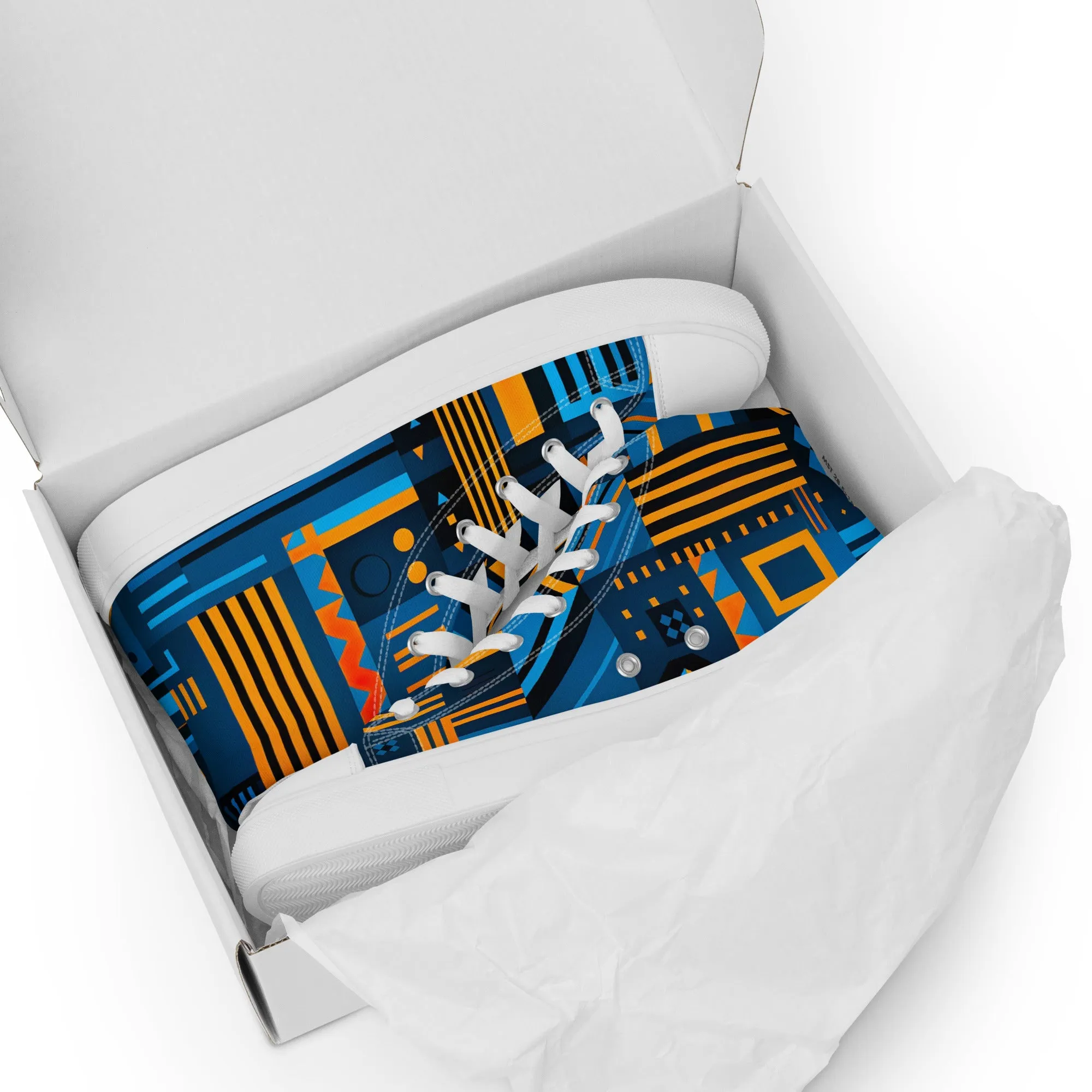 Women’s Blue Kente high top canvas shoes