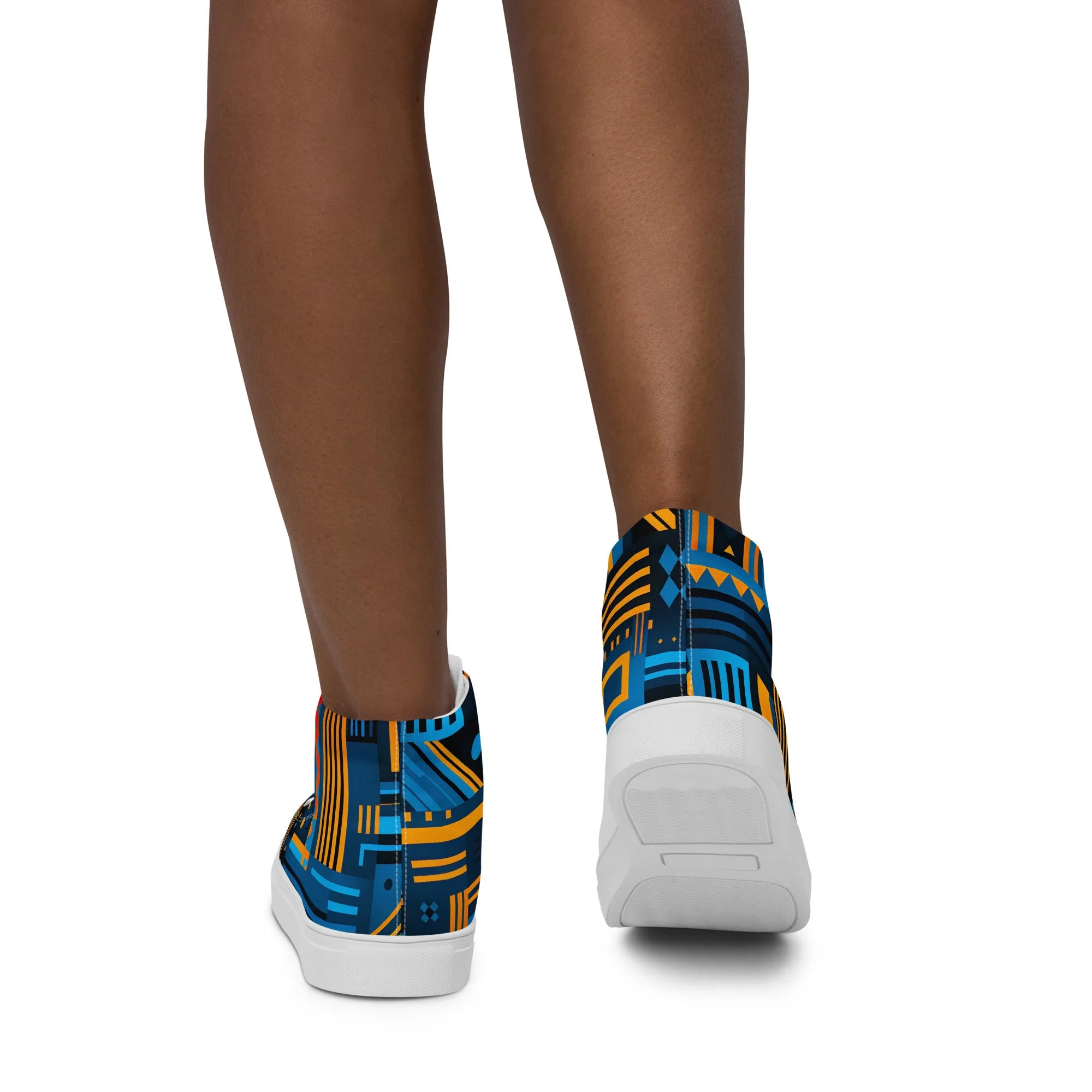 Women’s Blue Kente high top canvas shoes