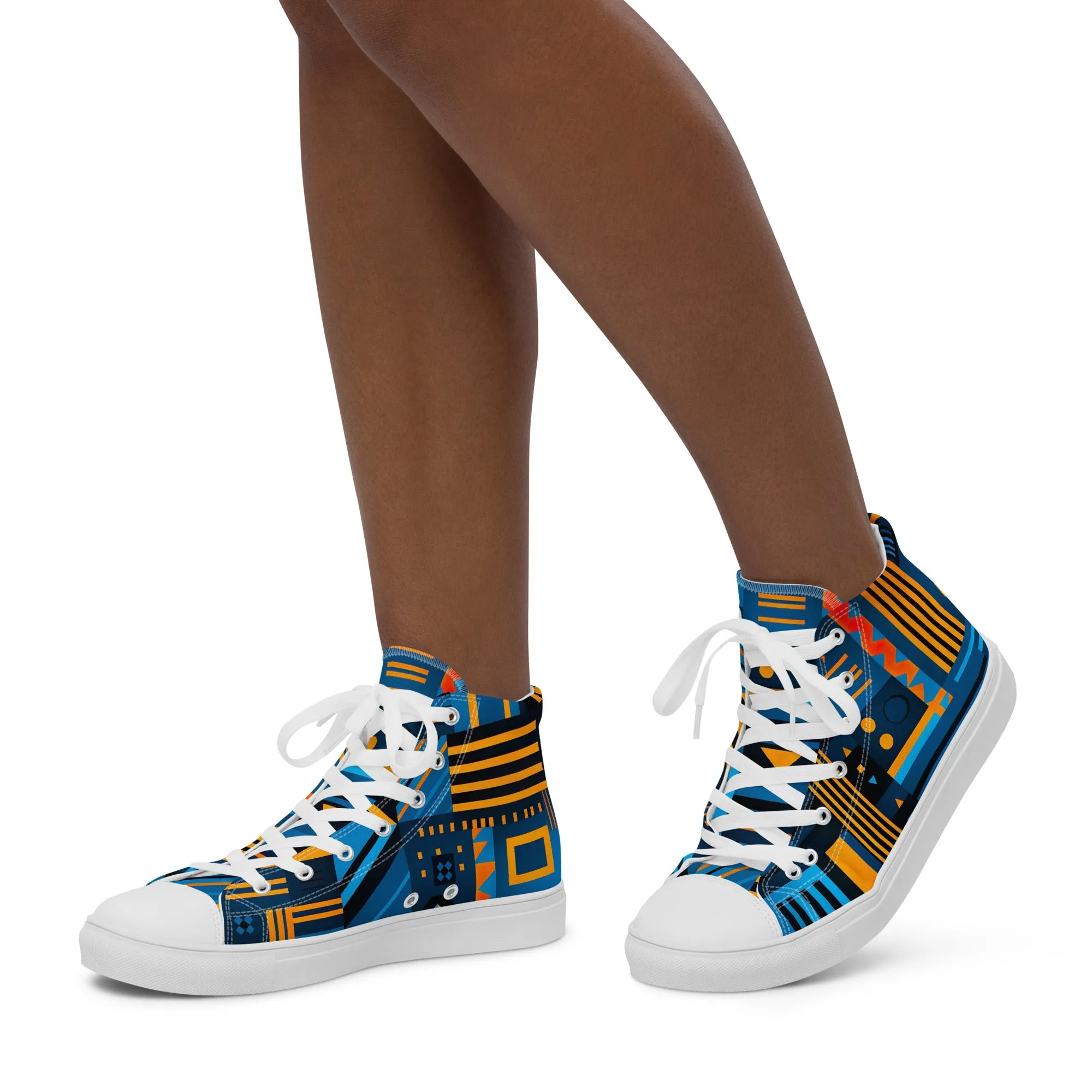 Women’s Blue Kente high top canvas shoes