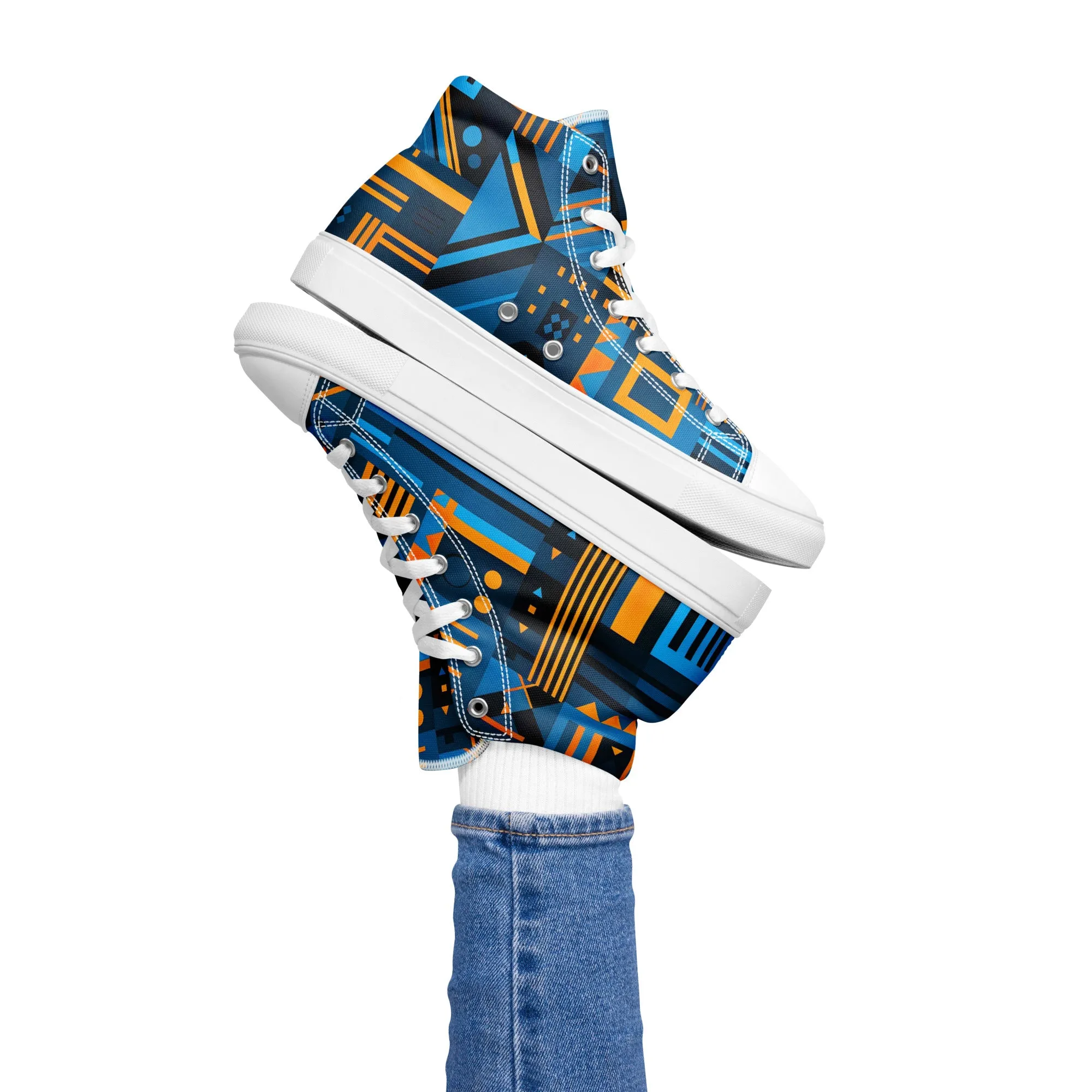 Women’s Blue Kente high top canvas shoes