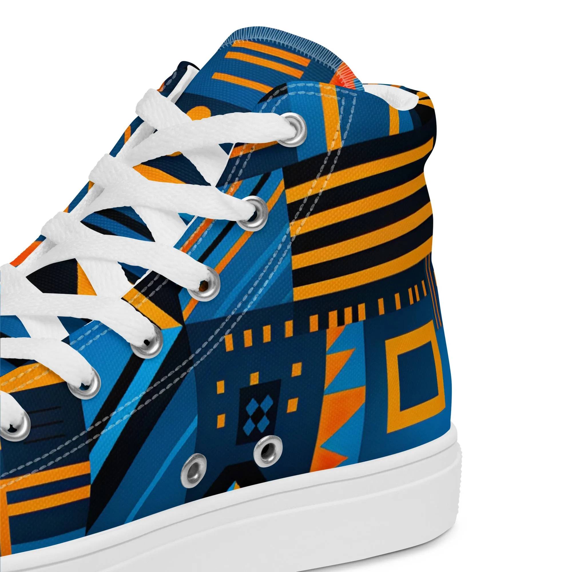 Women’s Blue Kente high top canvas shoes