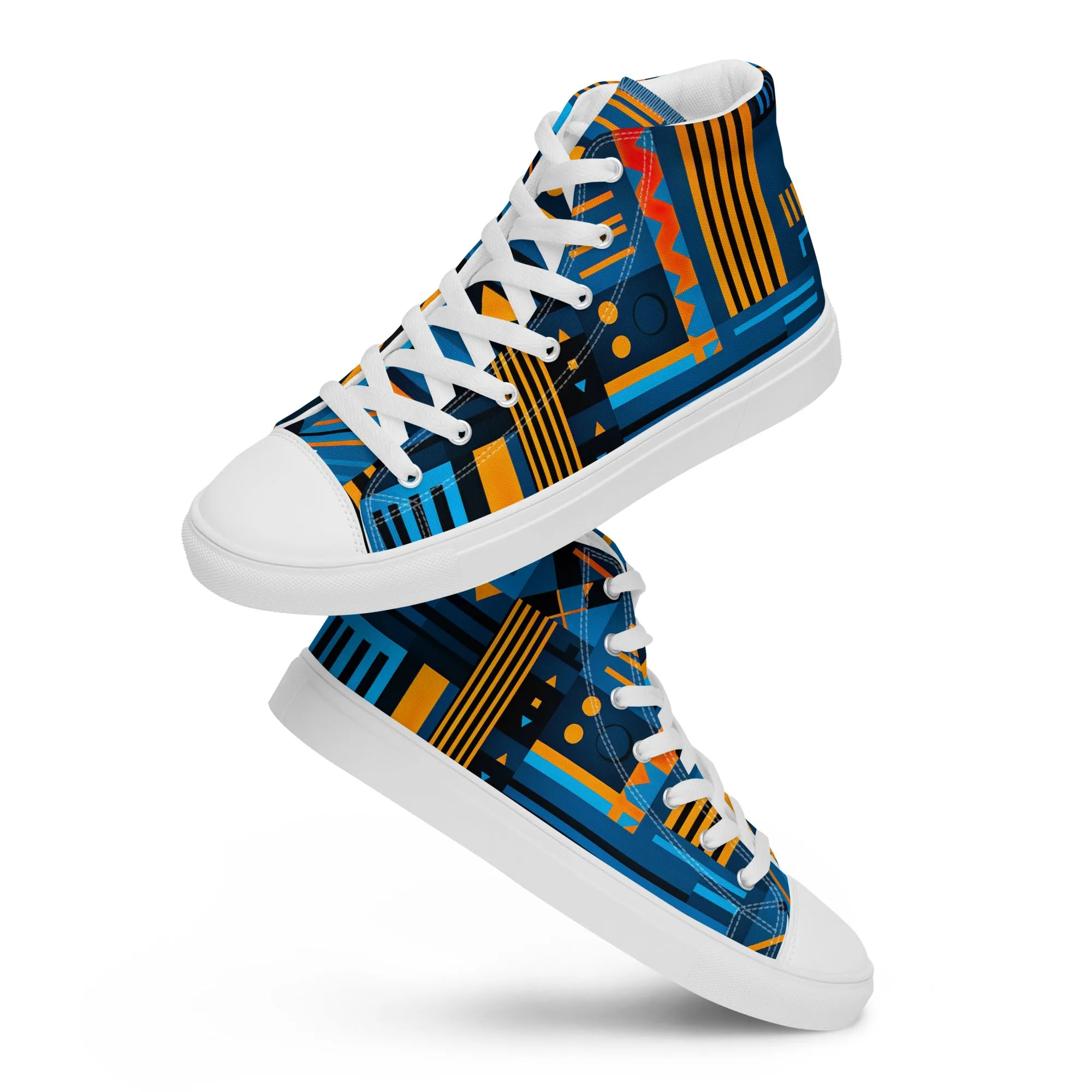 Women’s Blue Kente high top canvas shoes