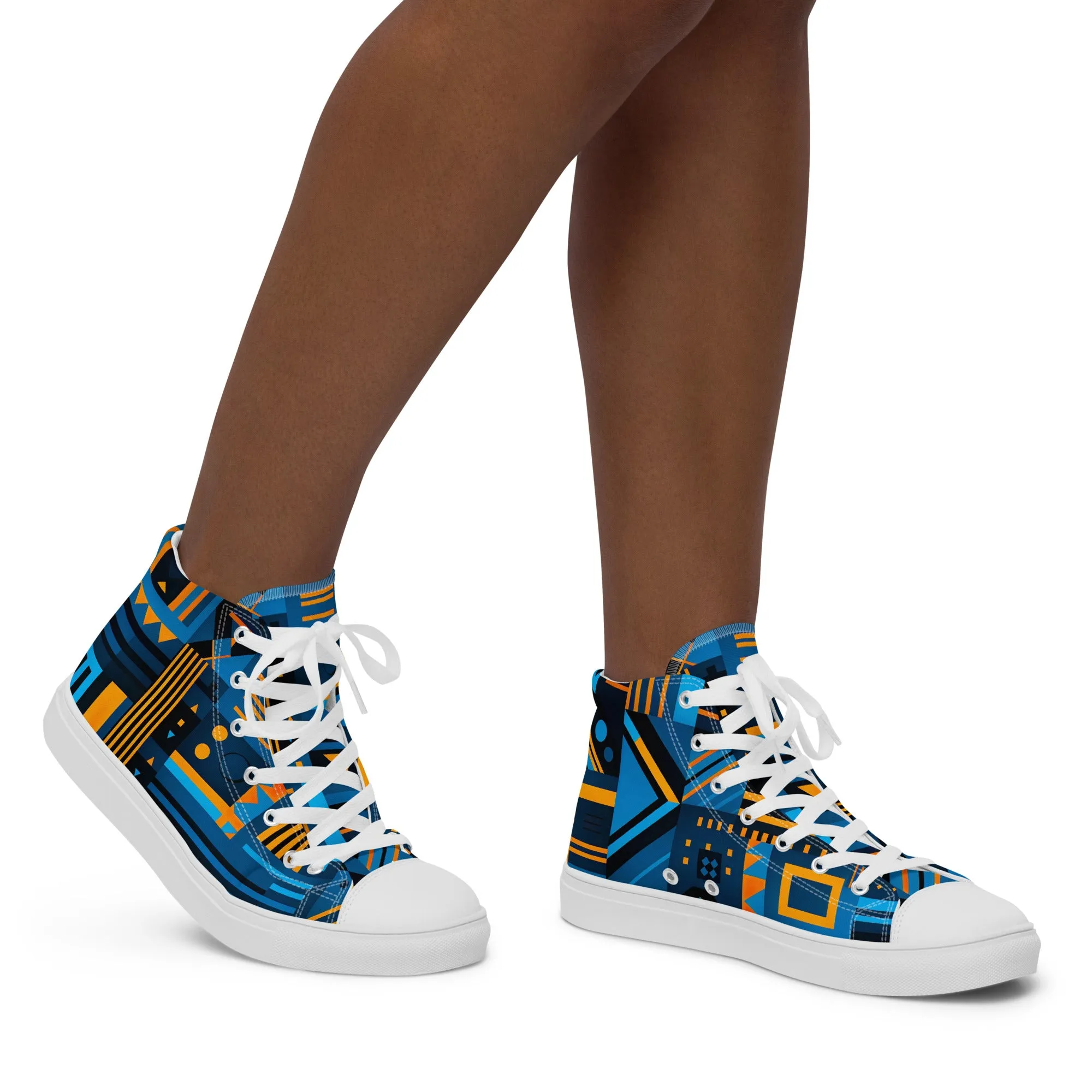 Women’s Blue Kente high top canvas shoes