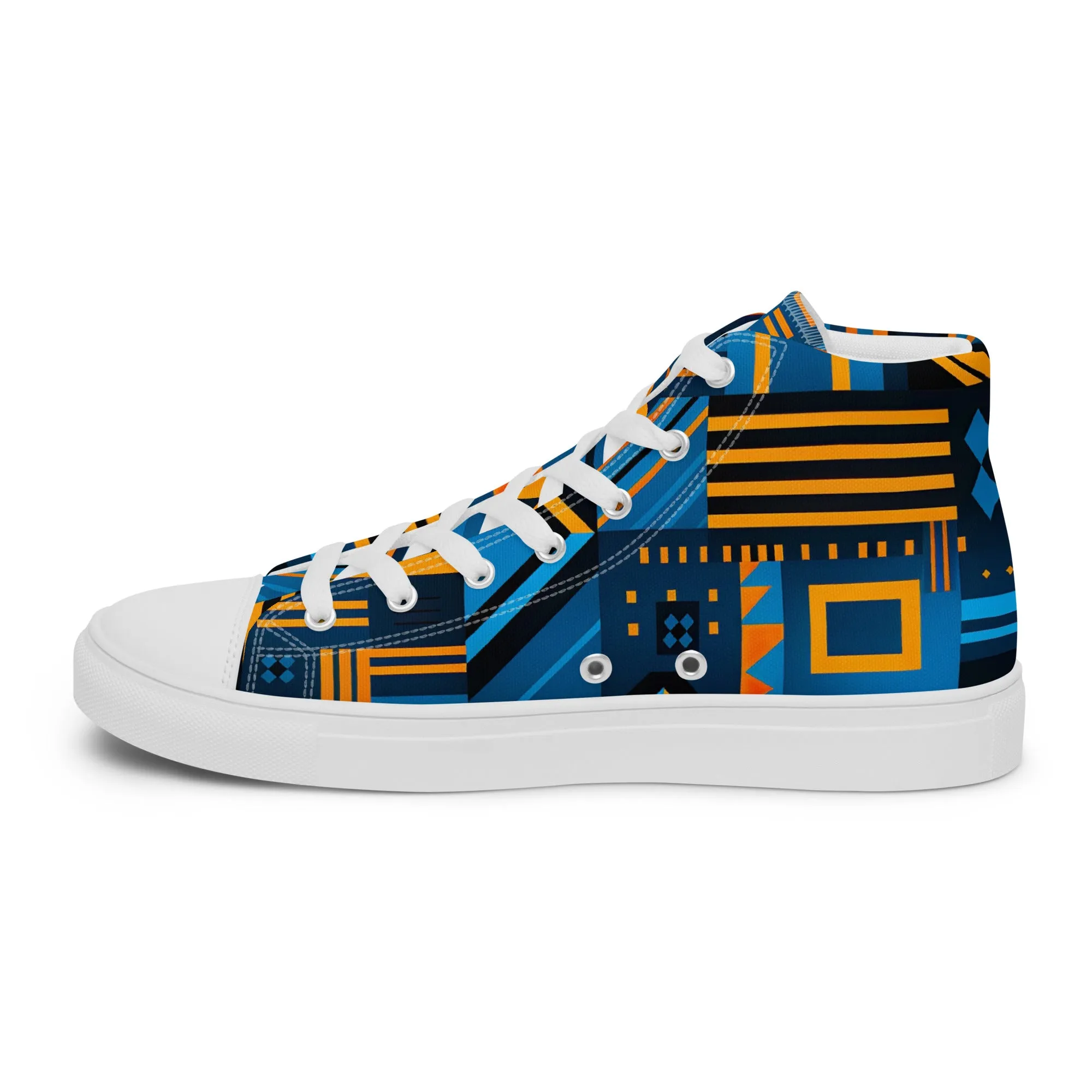 Women’s Blue Kente high top canvas shoes